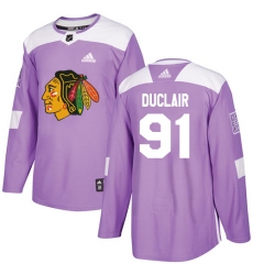 Youth Adidas Chicago Blackhawks #91 Anthony Duclair Authentic Purple Fights Cancer Practice NHL Jersey
