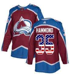 Men's Adidas Colorado Avalanche #35 Andrew Hammond Authentic Burgundy Red USA Flag Fashion NHL Jersey
