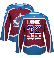 Women's Adidas Colorado Avalanche #35 Andrew Hammond Authentic Burgundy Red USA Flag Fashion NHL Jersey