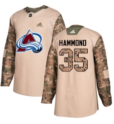 Youth Adidas Colorado Avalanche #35 Andrew Hammond Authentic Camo Veterans Day Practice NHL Jersey