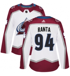 Women's Adidas Colorado Avalanche #94 Sampo Ranta Authentic White Away NHL Jersey