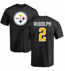 Nike Pittsburgh Steelers #2 Mason Rudolph Black Name & Number Logo T-Shirt
