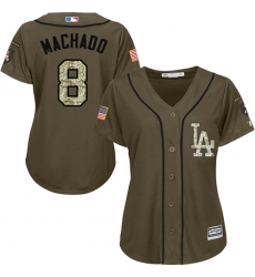Women's Majestic Los Angeles Dodgers #8 Manny Machado Authentic Green Salute to Service MLB Jersey