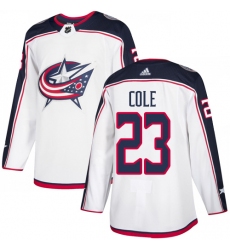 Men's Adidas Columbus Blue Jackets #23 Ian Cole Authentic White Away NHL Jersey