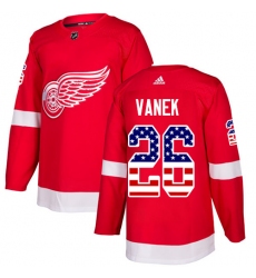 Men's Adidas Detroit Red Wings #26 Thomas Vanek Authentic Red USA Flag Fashion NHL Jersey