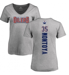 NHL Women's Adidas Edmonton Oilers #35 Al Montoya Ash Backer T-Shirt