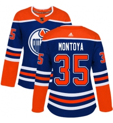 Women's Adidas Edmonton Oilers #35 Al Montoya Authentic Royal Blue Alternate NHL Jersey