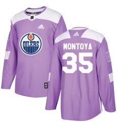 Youth Adidas Edmonton Oilers #35 Al Montoya Authentic Purple Fights Cancer Practice NHL Jersey