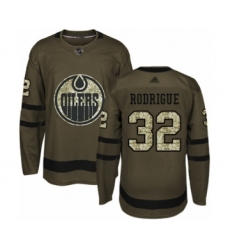 Men's Edmonton Oilers #32 Olivier Rodrigue Authentic Green Salute to Service Hockey Jersey