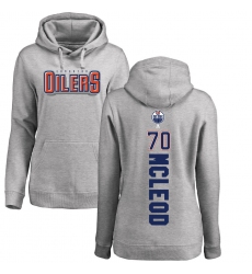 NHL Women's Adidas Edmonton Oilers #70 Ryan McLeod Ash Backer Pullover Hoodie