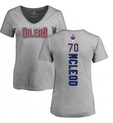 NHL Women's Adidas Edmonton Oilers #70 Ryan McLeod Ash Backer T-Shirt