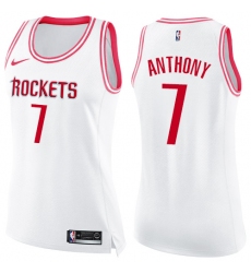 Women's Nike Houston Rockets #7 Carmelo Anthony Swingman White Pink Fashion NBA Jersey