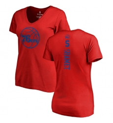 NBA Women's Nike Philadelphia 76ers #5 Landry Shamet Red One Color Backer Slim-Fit V-Neck T-Shirt