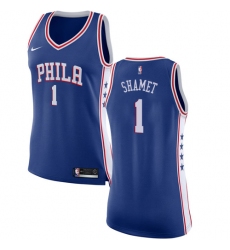 Women's Nike Philadelphia 76ers #1 Landry Shamet Swingman Blue NBA Jersey - Icon Edition