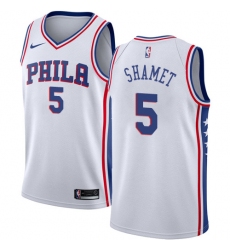 Women's Nike Philadelphia 76ers #5 Landry Shamet Authentic White NBA Jersey - Association Edition