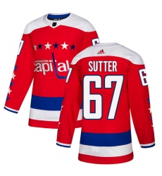 Men's Adidas Washington Capitals #67 Riley Sutter Authentic Red Alternate NHL Jersey
