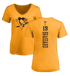 NHL Women's Adidas Pittsburgh Penguins #19 Derick Brassard Gold One Color Backer T-Shirt