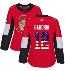 Women's Adidas Ottawa Senators #12 Marian Gaborik Authentic Red USA Flag Fashion NHL Jersey