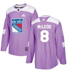 Men's Adidas New York Rangers #8 Cody McLeod Authentic Purple Fights Cancer Practice NHL Jersey