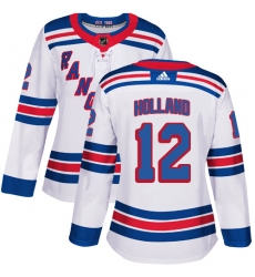 Women's Adidas New York Rangers #12 Peter Holland Authentic White Away NHL Jersey