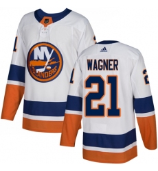 Men's Adidas New York Islanders #21 Chris Wagner Authentic White Away NHL Jersey