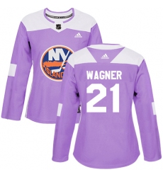 Women's Adidas New York Islanders #21 Chris Wagner Authentic Purple Fights Cancer Practice NHL Jersey