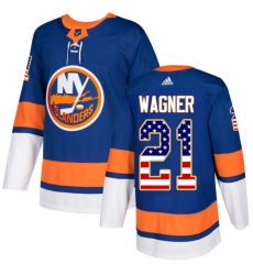 Youth Adidas New York Islanders #21 Chris Wagner Authentic Royal Blue USA Flag Fashion NHL Jersey