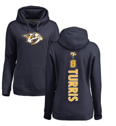 NHL Women's Adidas Nashville Predators #8 Kyle Turris Navy Blue Backer Pullover Hoodie