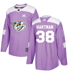 Men's Adidas Nashville Predators #38 Ryan Hartman Authentic Purple Fights Cancer Practice NHL Jersey