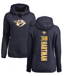 NHL Women's Adidas Nashville Predators #38 Ryan Hartman Navy Blue Backer Pullover Hoodie