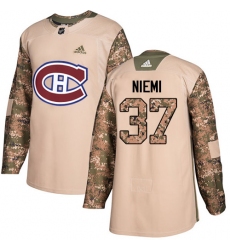 Men's Adidas Montreal Canadiens #37 Antti Niemi Authentic Camo Veterans Day Practice NHL Jersey