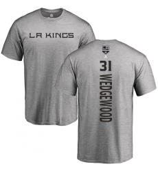 NHL Adidas Los Angeles Kings #31 Scott Wedgewood Ash Backer T-Shirt