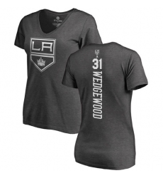 NHL Women's Adidas Los Angeles Kings #31 Scott Wedgewood Charcoal One Color Backer T-Shirt