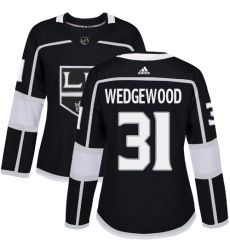 Women's Adidas Los Angeles Kings #31 Scott Wedgewood Authentic Black Home NHL Jersey
