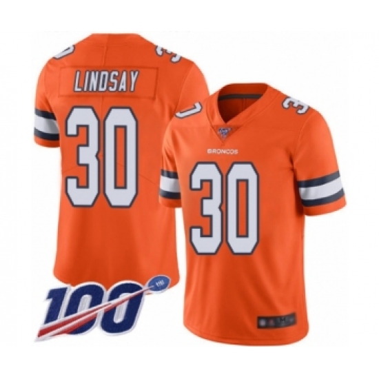 Men's Denver Broncos #30 Phillip Lindsay Limited Orange Rush Vapor ...
