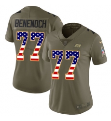 Women Nike Tampa Bay Buccaneers #77 Caleb Benenoch Limited Olive USA Flag 2017 Salute to Service NFL Jersey