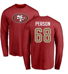 NFL Nike San Francisco 49ers #68 Mike Person Red Name & Number Logo Long Sleeve T-Shirt