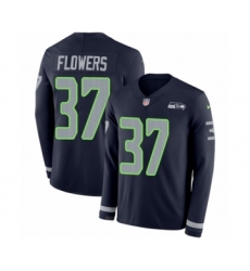 Men's Nike Seattle Seahawks #37 Tre Flowers Limited Navy Blue Therma Long Sleeve NFL Jersey