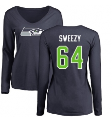 NFL Women's Nike Seattle Seahawks #99 Quinton Jefferson Navy Blue Backer T-Shirt