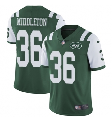 Men's Nike New York Jets #36 Doug Middleton Green Team Color Vapor Untouchable Limited Player NFL Jersey