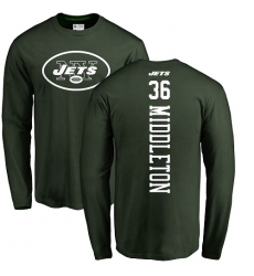 NFL Nike New York Jets #36 Doug Middleton Green Backer Long Sleeve T-Shirt
