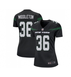 Women's New York Jets #36 Doug Middleton Game Black Alternate Football Jersey