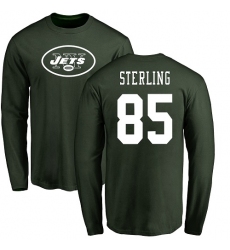 NFL Nike New York Jets #85 Neal Sterling Green Name & Number Logo Long Sleeve T-Shirt