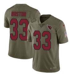Men's Nike Arizona Cardinals #33 Tre Boston Limited Olive 2017 Salute to Service NFL Jersey