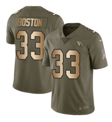Men's Nike Arizona Cardinals #33 Tre Boston Limited Olive Gold 2017 Salute to Service NFL Jersey