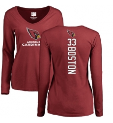 NFL Women's Nike Arizona Cardinals #33 Tre Boston Maroon Backer Long Sleeve T-Shirt