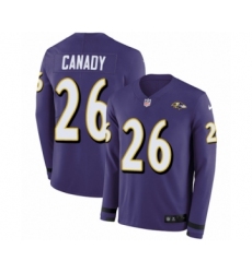 Men's Nike Baltimore Ravens #26 Maurice Canady Limited Purple Therma Long Sleeve NFL Jersey