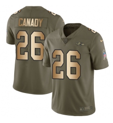 Youth Nike Baltimore Ravens #26 Maurice Canady Limited Olive Gold Salute to Service NFL Jersey