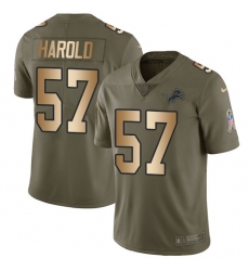 Men's Nike Detroit Lions #57 Eli Harold Limited Olive Gold Salute to Service NFL Jersey