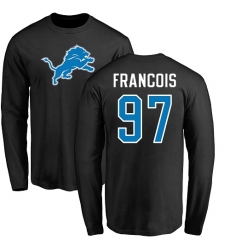 NFL Nike Detroit Lions #97 Ricky Jean Francois Black Name & Number Logo Long Sleeve T-Shirt
